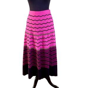 NWOT M Missoni Jacquard-Knit  Pink, Zig-Zag Midi  Pull on Skirt. Size 46